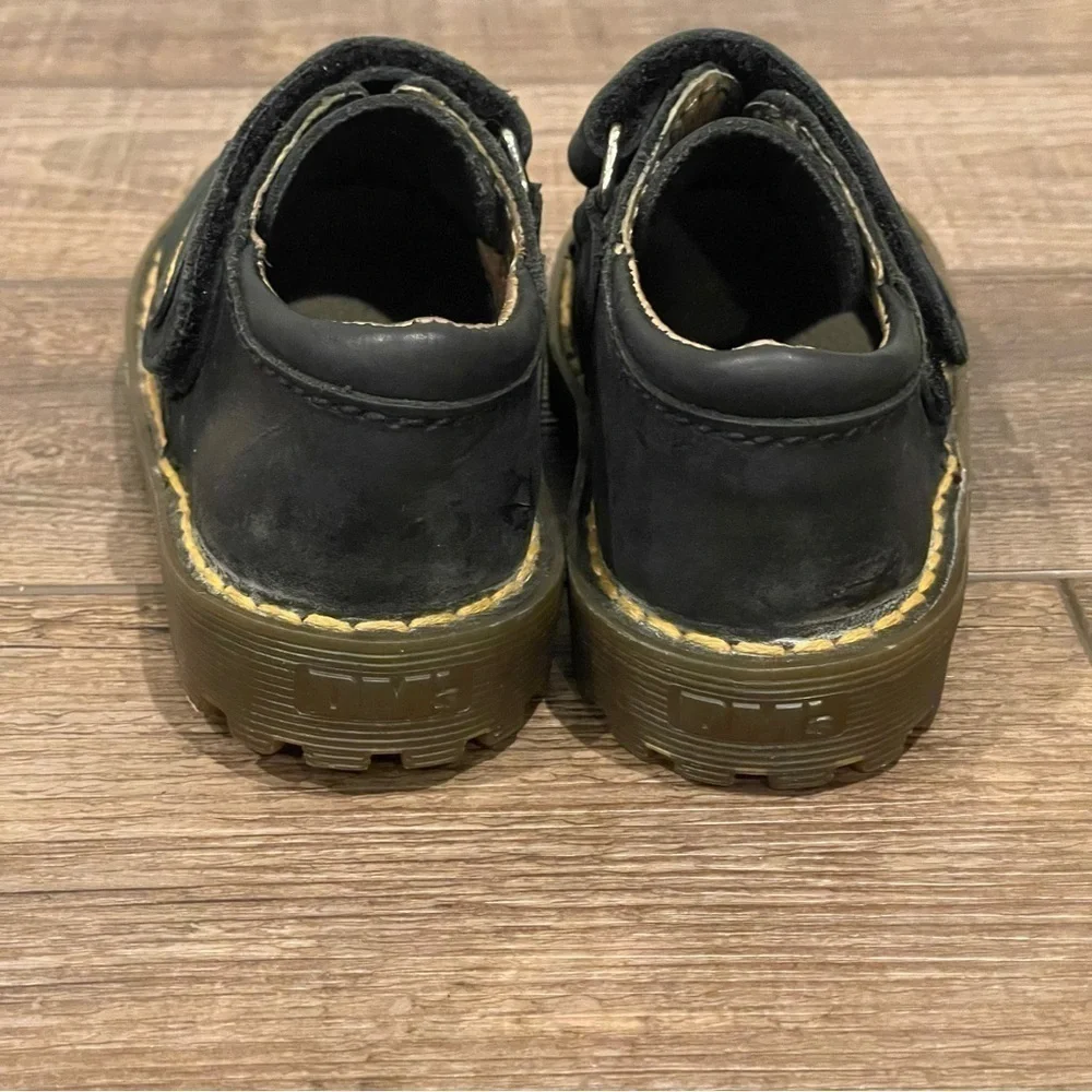 Dr. Martens Toddler Black Leather Suede Hook & Loop shoes SZ UK 8 US 9 England